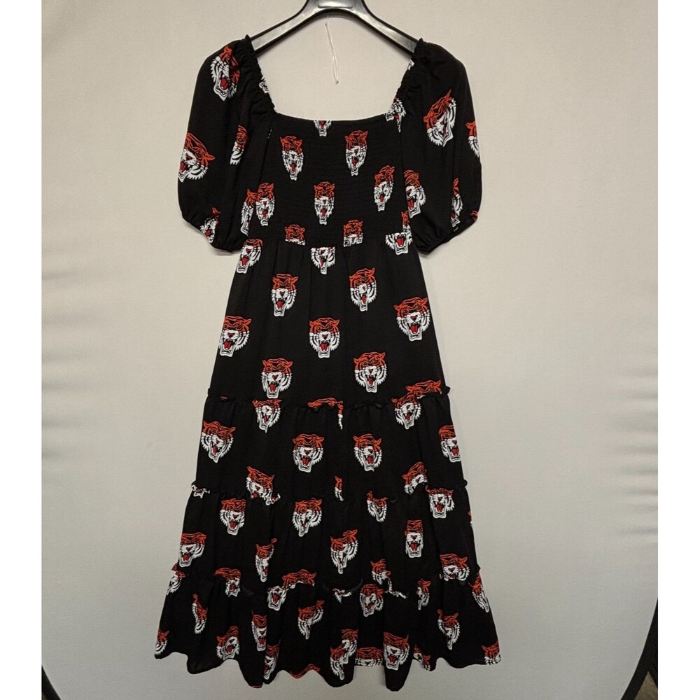 Dressed In LALA Women Feeling Fierce Smocked Midi Dress Size Large D136 -3